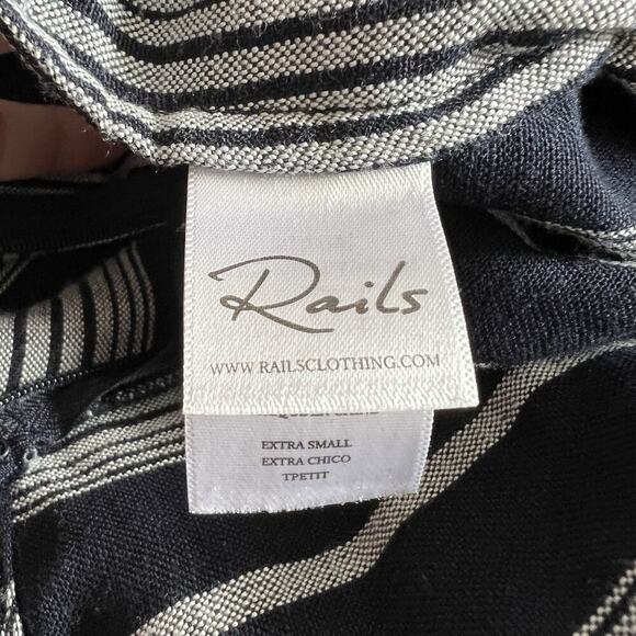 Rails Linen Jumpsuit Romper Womens XS Navy Blue Angela Mediterranean Stripe Boho - Picture 11 of 12